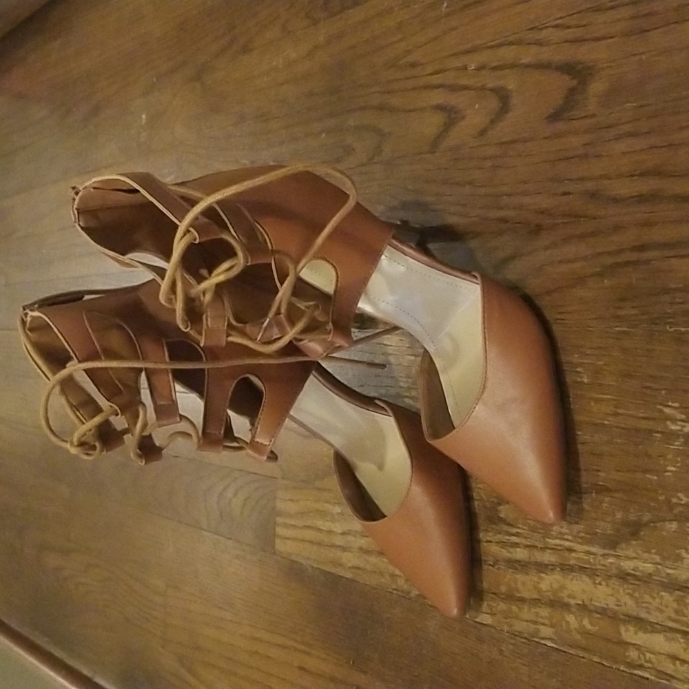 Lace up sexy brown high heels